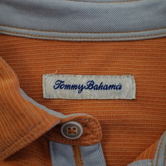 Tommy Bahama Large Orange Polo Shirt‎ Tencel Polyester Short Sleeve - Picture 9 of 13